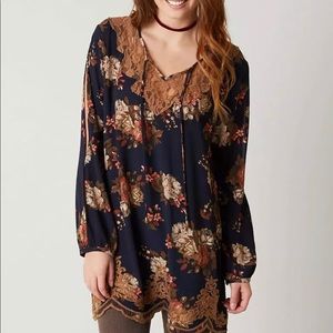 Gimmicks Floral Tunic Top Mini Dress Sz Small/Med New